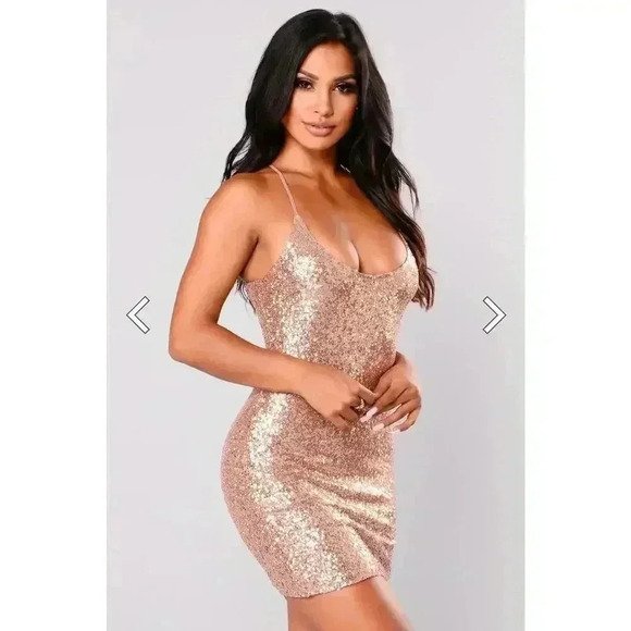 Fashion Nova Dresses & Skirts - Fashion Nova Champagne Holiday Sequin Dress